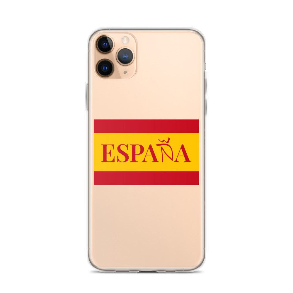 Carcasa transparente iPhone ESPAÑA con bandera pequeña
