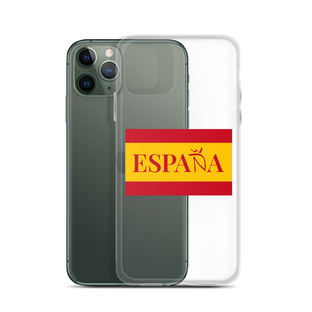 Carcasa transparente iPhone ESPAÑA con bandera pequeña
