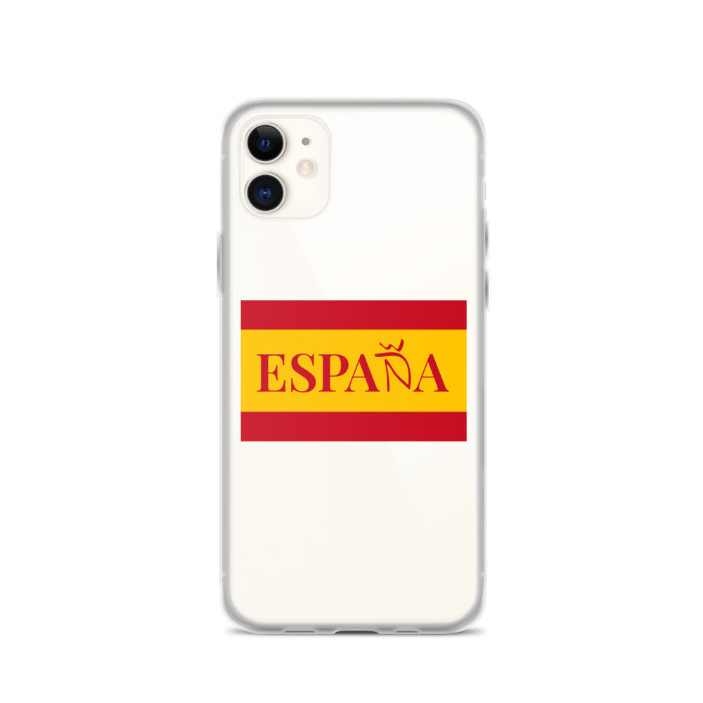 Carcasa transparente iPhone ESPAÑA con bandera pequeña