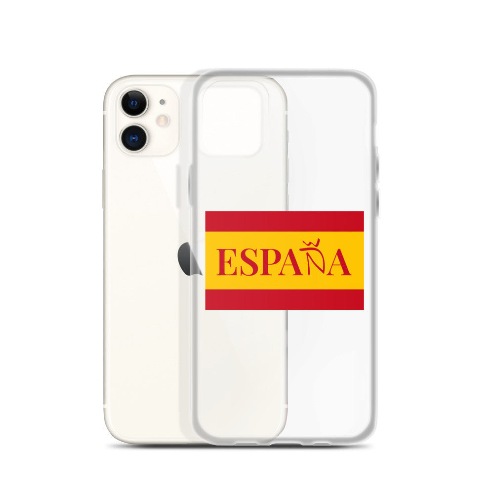 Carcasa transparente iPhone ESPAÑA con bandera pequeña