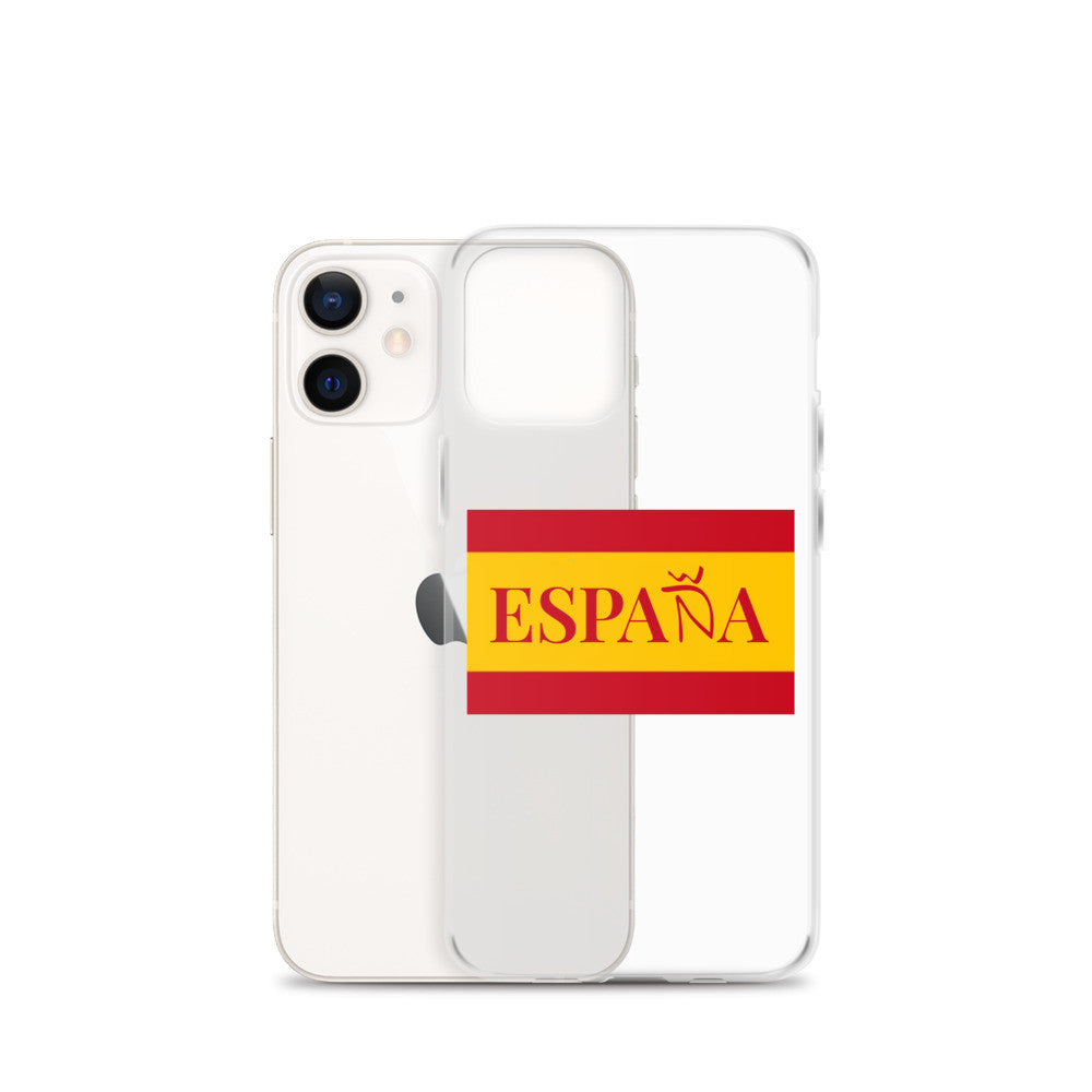 Carcasa transparente iPhone ESPAÑA con bandera pequeña