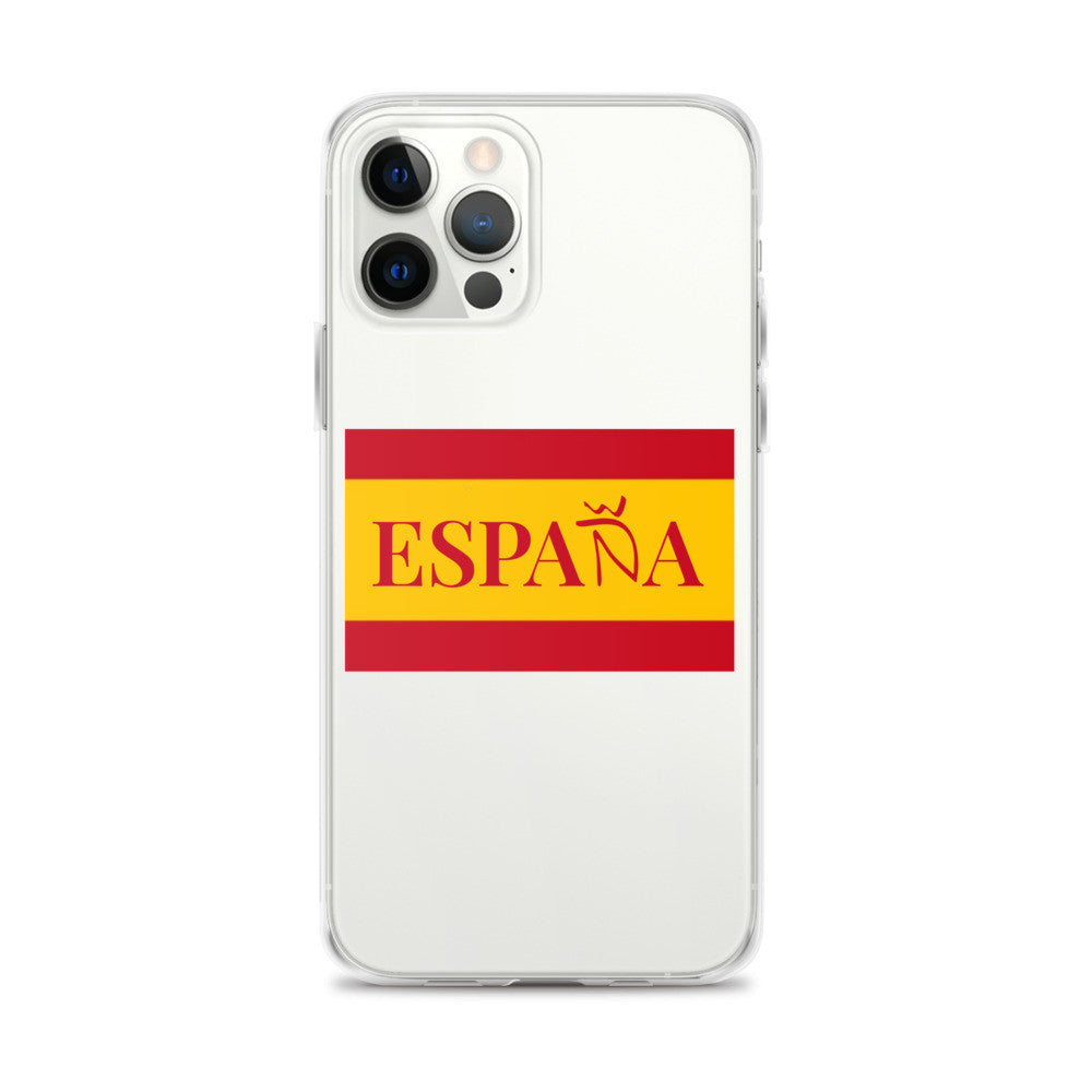 Carcasa transparente iPhone ESPAÑA con bandera pequeña