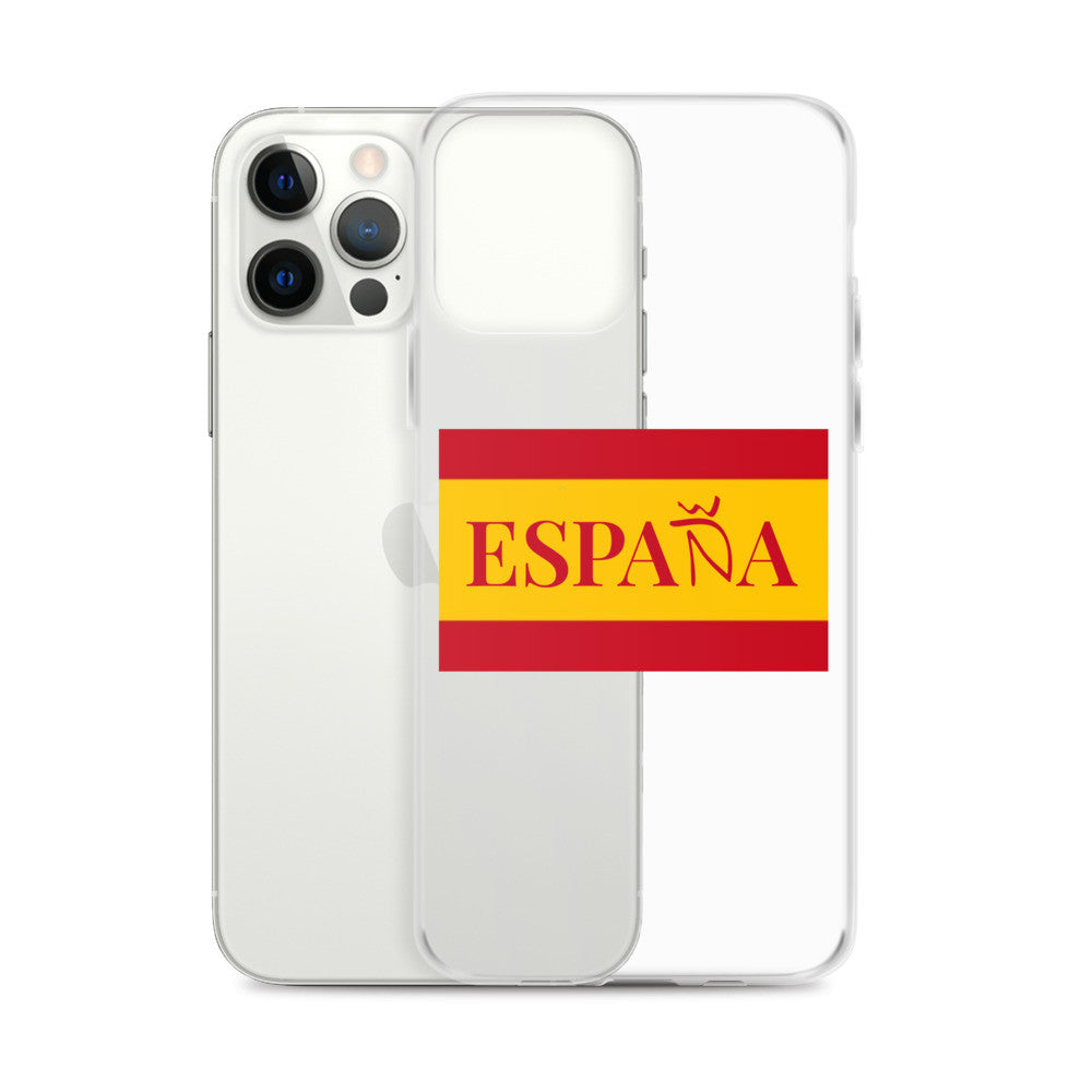 Carcasa transparente iPhone ESPAÑA con bandera pequeña