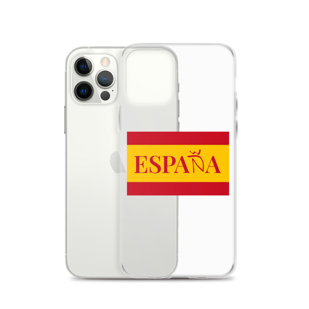 Carcasa transparente iPhone ESPAÑA con bandera pequeña