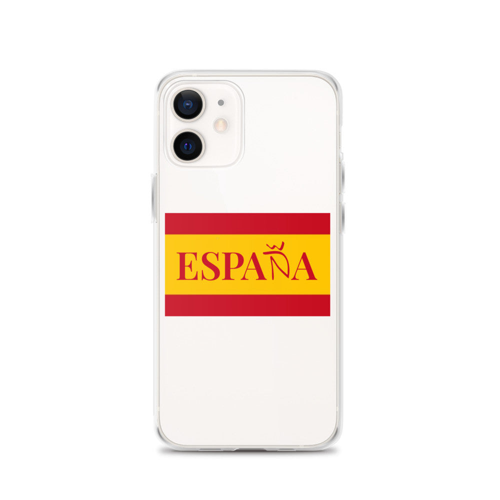 Carcasa transparente iPhone ESPAÑA con bandera pequeña