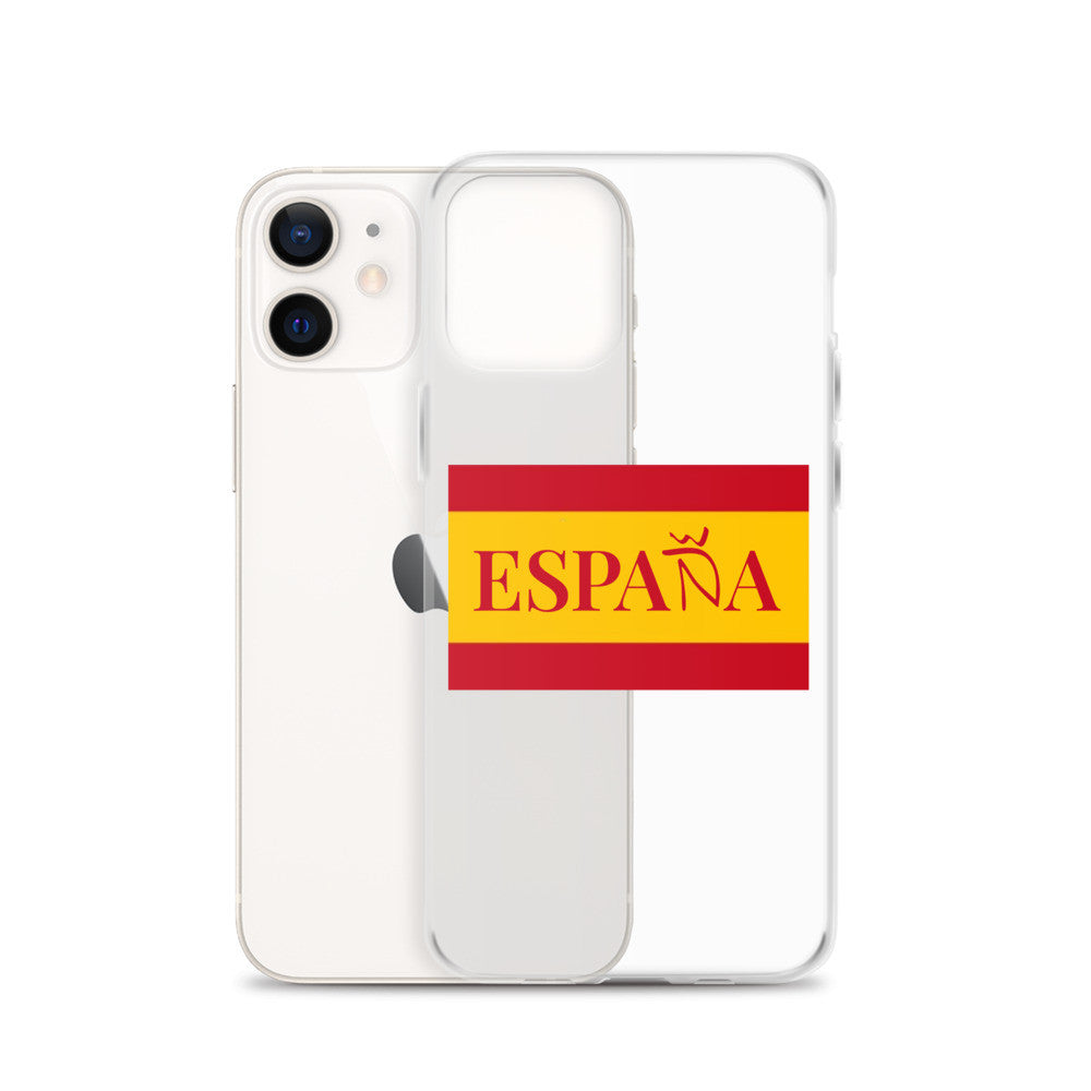 Carcasa transparente iPhone ESPAÑA con bandera pequeña