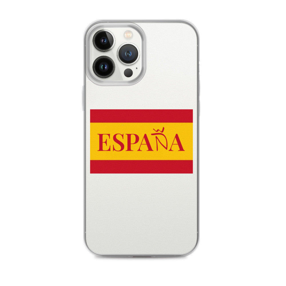 Carcasa transparente iPhone ESPAÑA con bandera pequeña