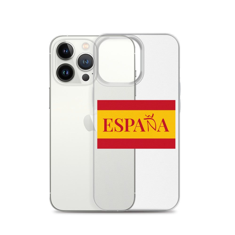 Carcasa transparente iPhone ESPAÑA con bandera pequeña