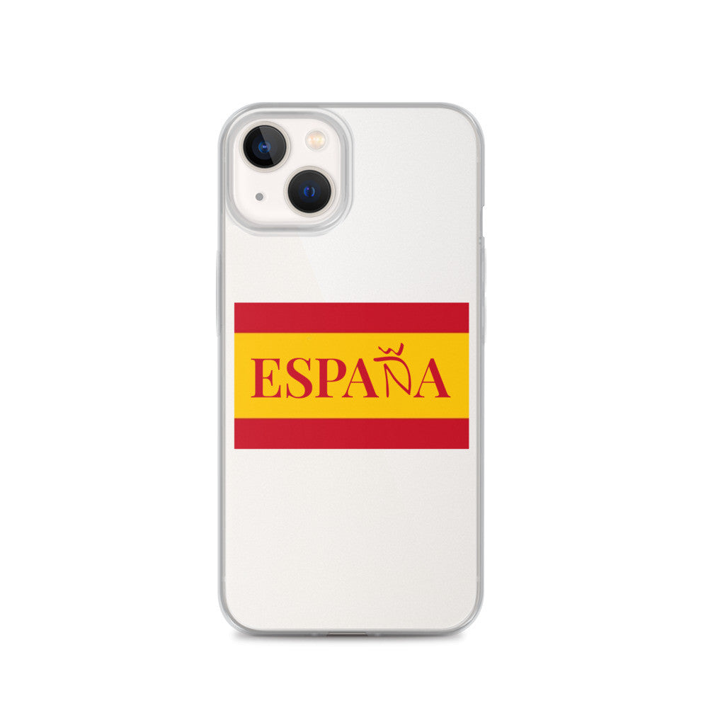 Carcasa transparente iPhone ESPAÑA con bandera pequeña