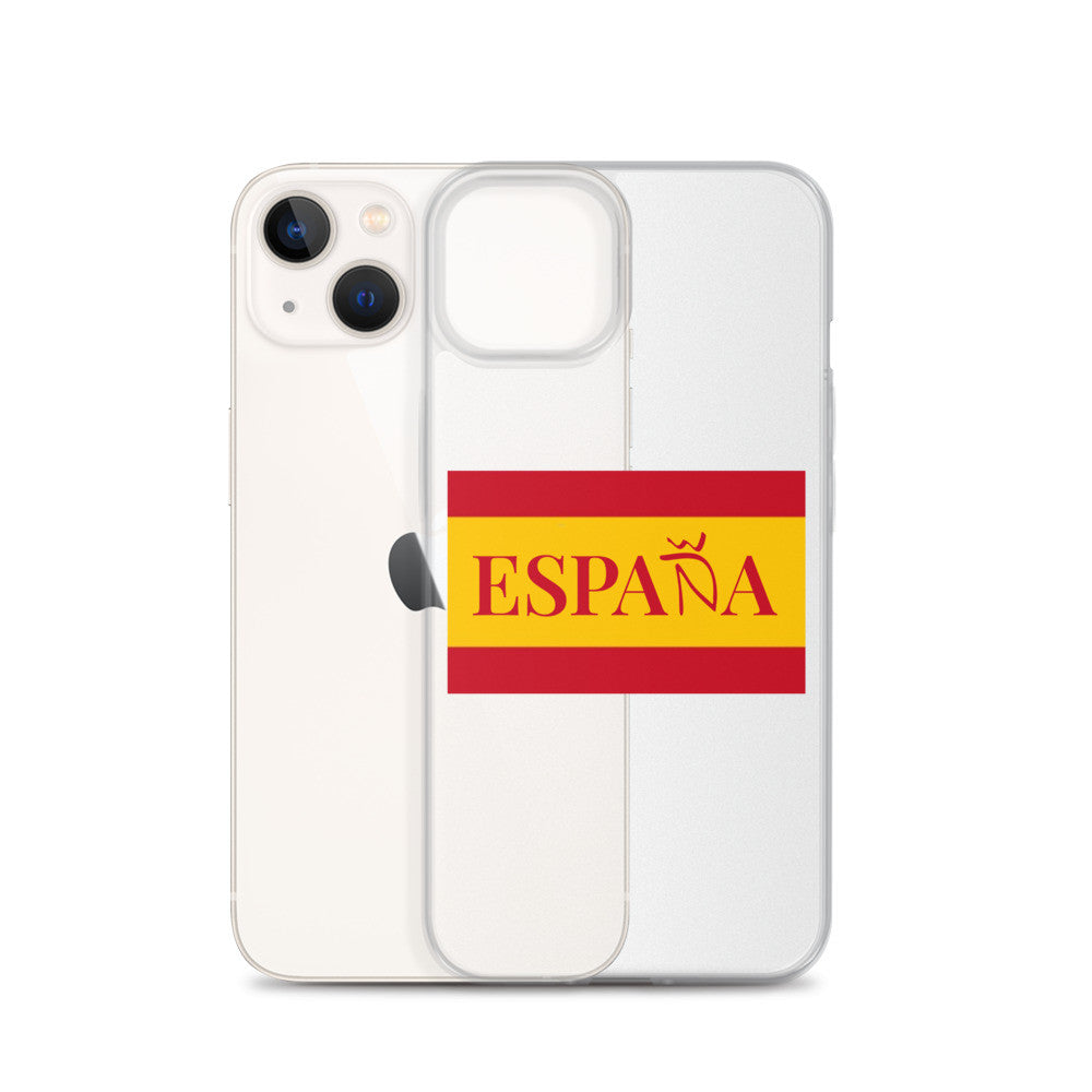 Carcasa transparente iPhone ESPAÑA con bandera pequeña