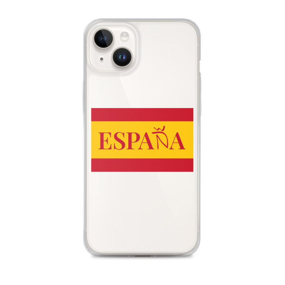 Carcasa transparente iPhone ESPAÑA con bandera pequeña