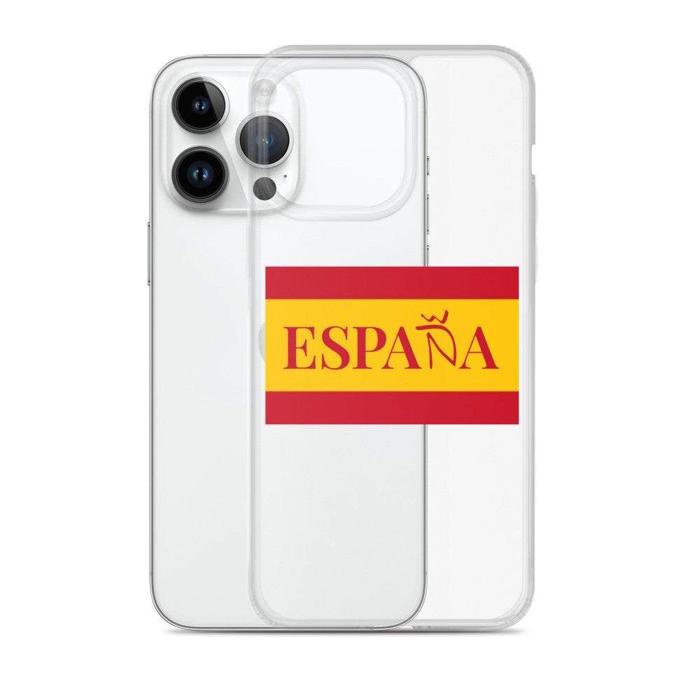 Carcasa transparente iPhone ESPAÑA con bandera pequeña