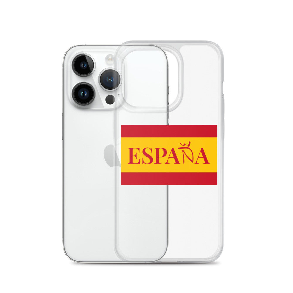 Carcasa transparente iPhone ESPAÑA con bandera pequeña