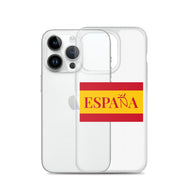 Carcasa transparente iPhone ESPAÑA con bandera pequeña