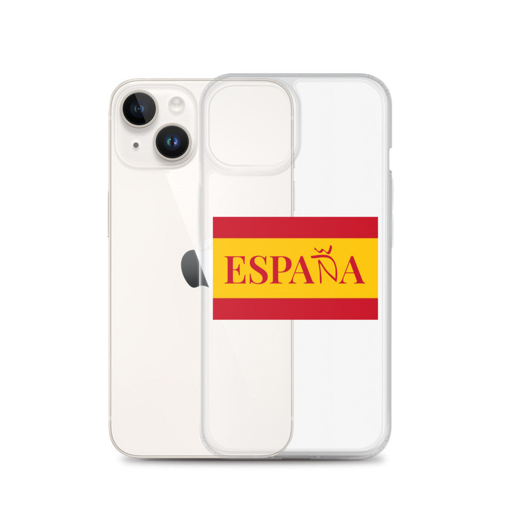 Carcasa transparente iPhone ESPAÑA con bandera pequeña