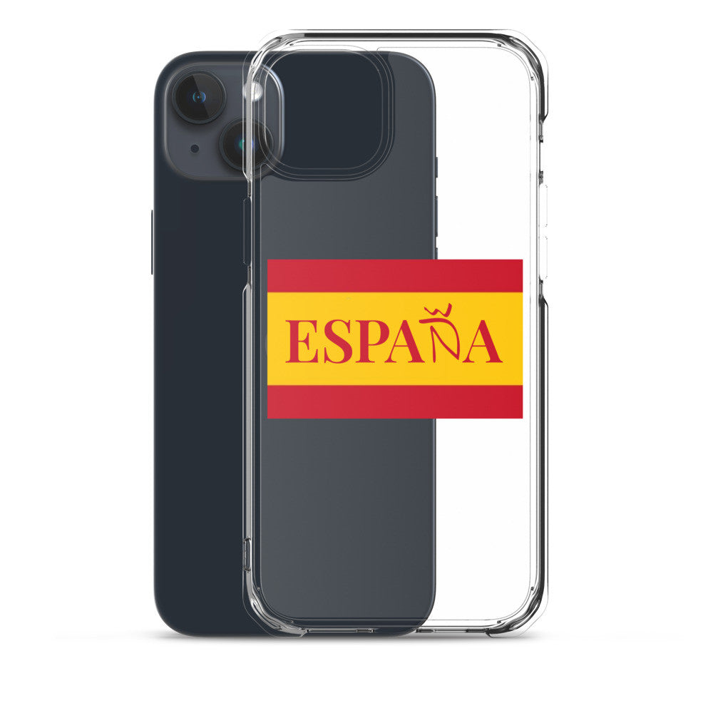 Carcasa transparente iPhone ESPAÑA con bandera pequeña