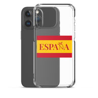Carcasa transparente iPhone ESPAÑA con bandera pequeña