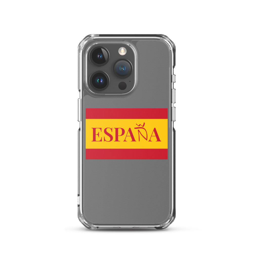 Carcasa transparente iPhone ESPAÑA con bandera pequeña