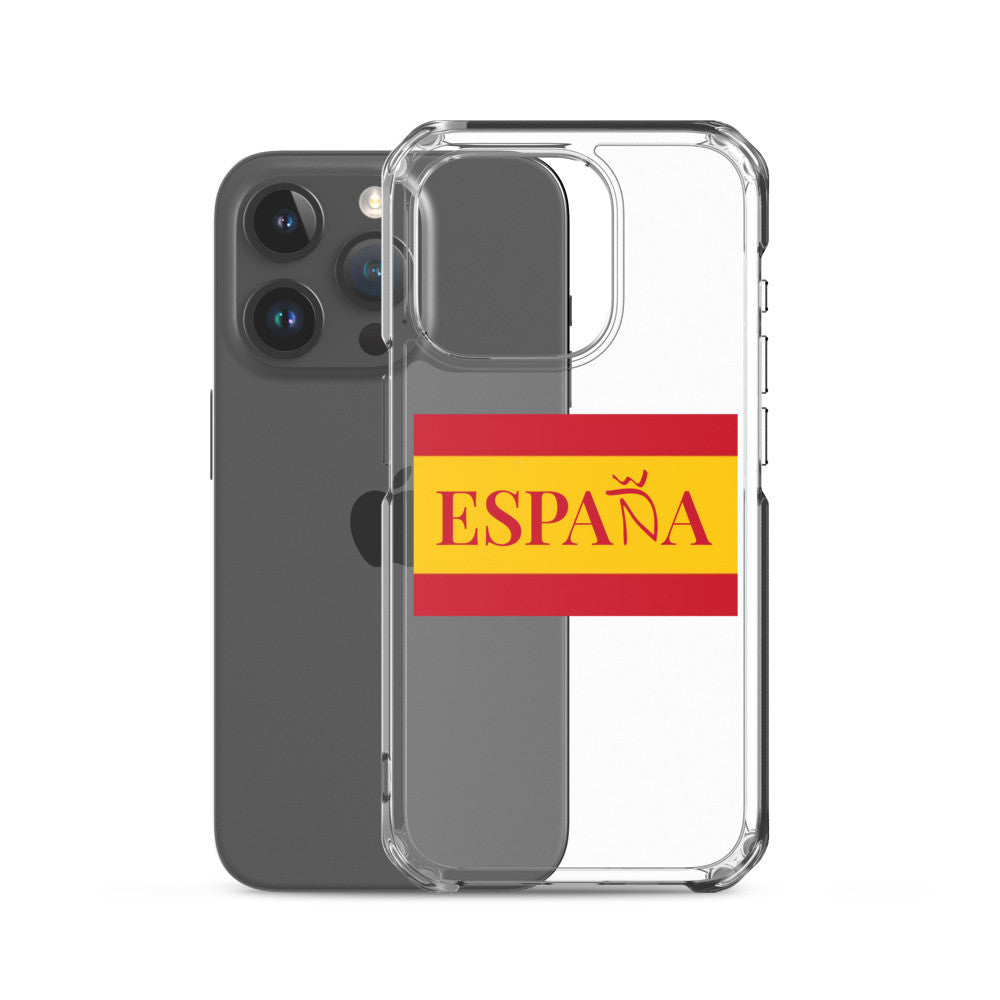 Carcasa transparente iPhone ESPAÑA con bandera pequeña
