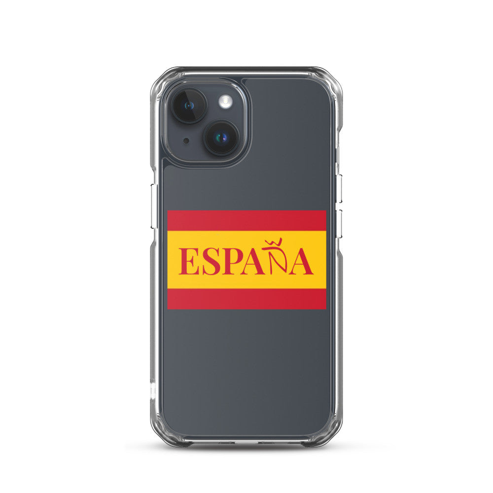 Carcasa transparente iPhone ESPAÑA con bandera pequeña