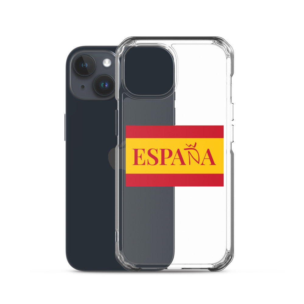 Carcasa transparente iPhone ESPAÑA con bandera pequeña