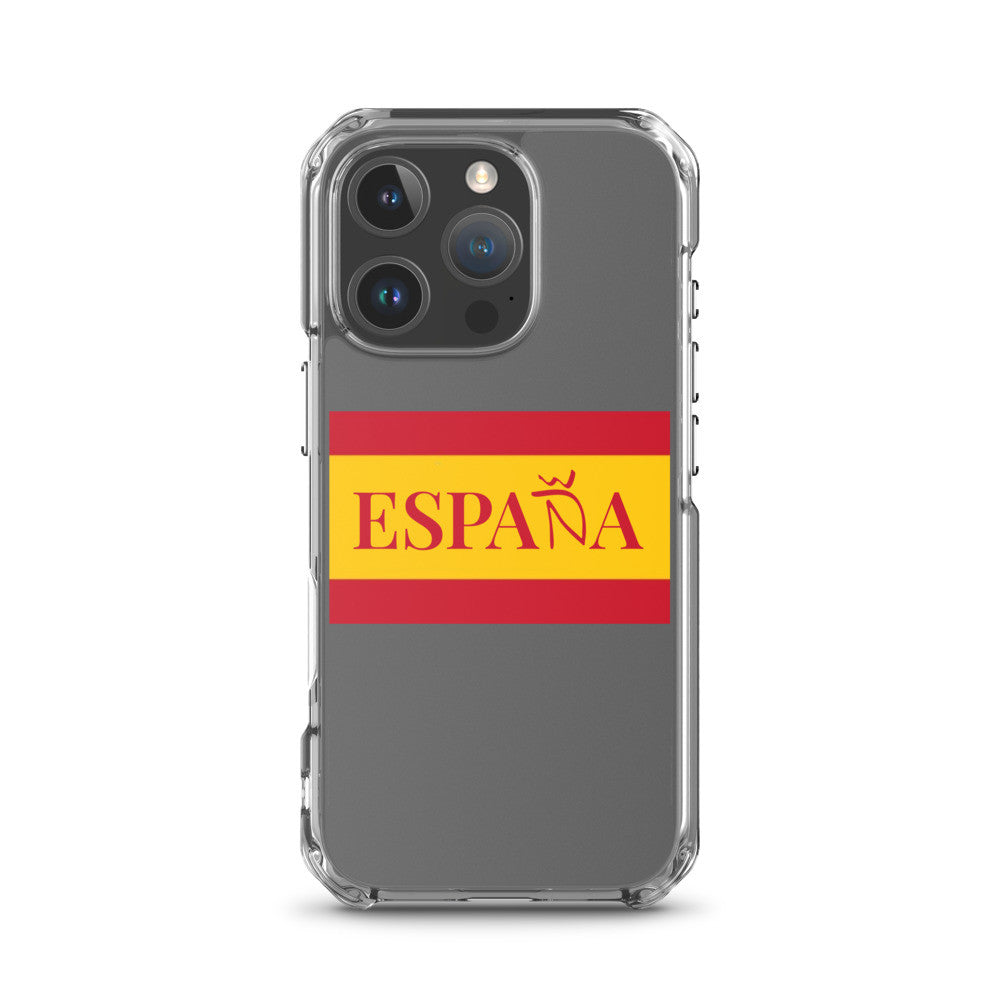 Carcasa transparente iPhone ESPAÑA con bandera pequeña