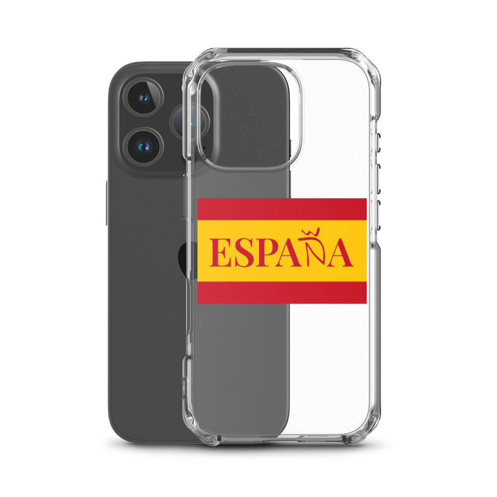 Carcasa transparente iPhone ESPAÑA con bandera pequeña