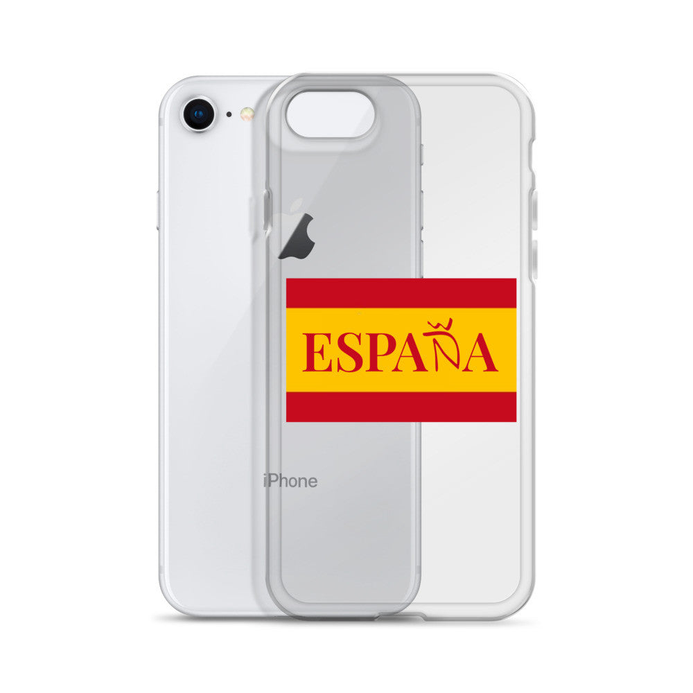 Carcasa transparente iPhone ESPAÑA con bandera pequeña