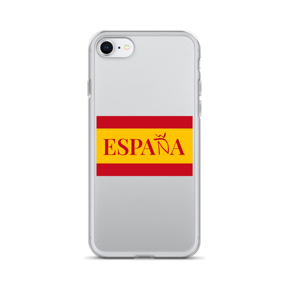 Carcasa transparente iPhone ESPAÑA con bandera pequeña