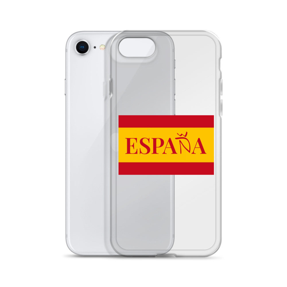 Carcasa transparente iPhone ESPAÑA con bandera pequeña