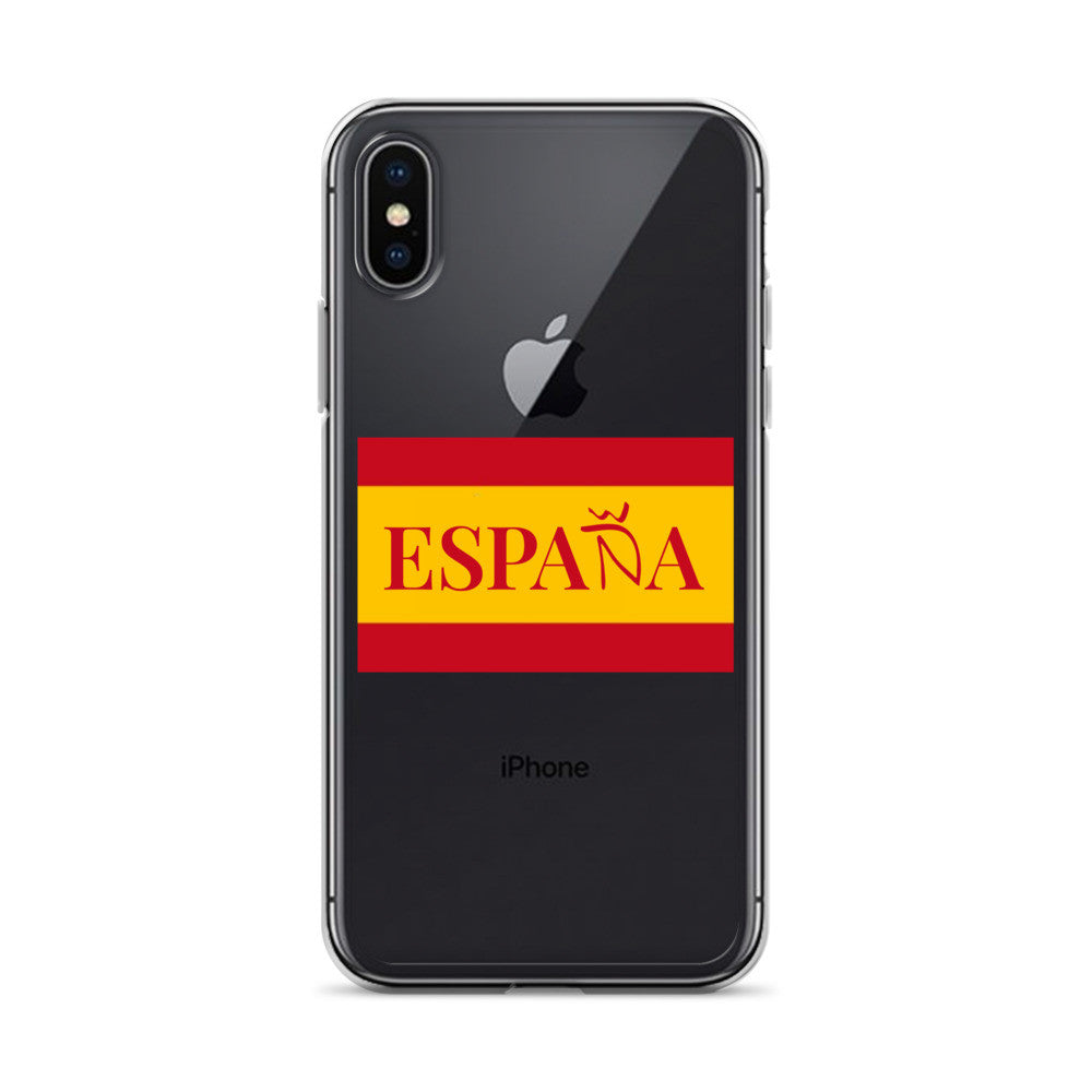 Carcasa transparente iPhone ESPAÑA con bandera pequeña