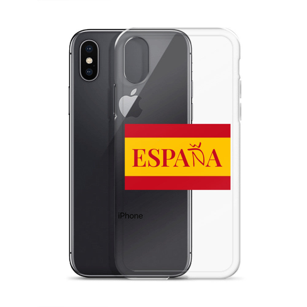 Carcasa transparente iPhone ESPAÑA con bandera pequeña