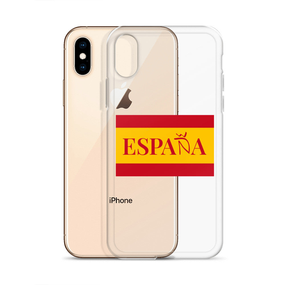 Carcasa transparente iPhone ESPAÑA con bandera pequeña