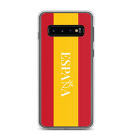 Carcasa transparente Samsung España con bandera y letra en blanco