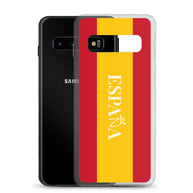 Carcasa transparente Samsung España con bandera y letra en blanco