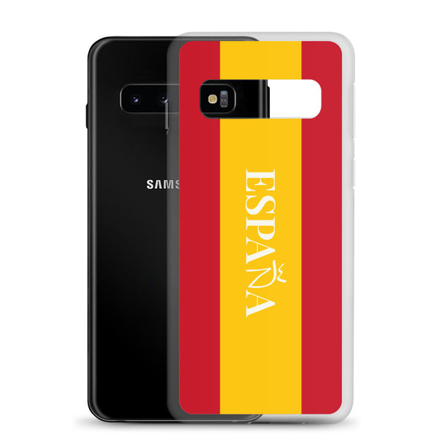 Carcasa transparente Samsung España con bandera y letra en blanco
