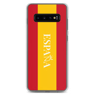 Carcasa transparente Samsung España con bandera y letra en blanco