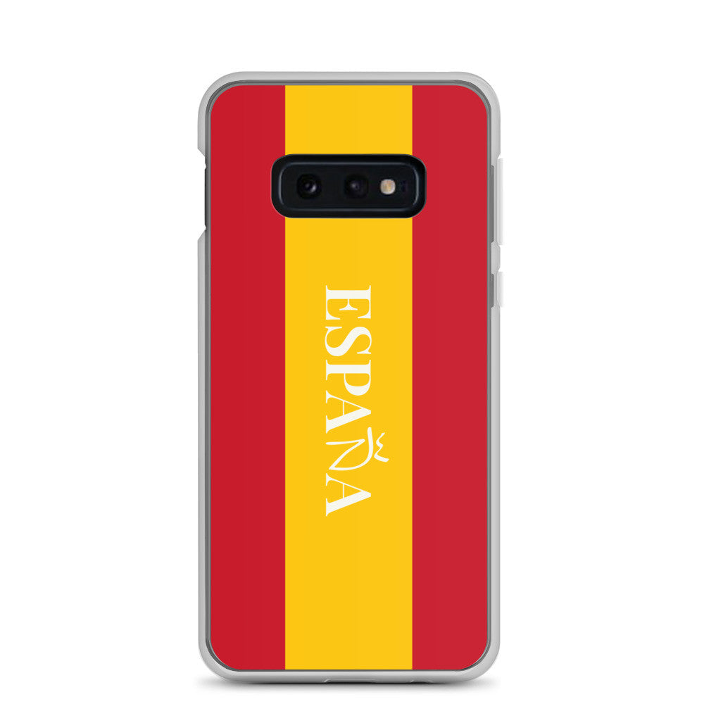 Carcasa transparente Samsung España con bandera y letra en blanco