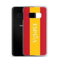 Carcasa transparente Samsung España con bandera y letra en blanco