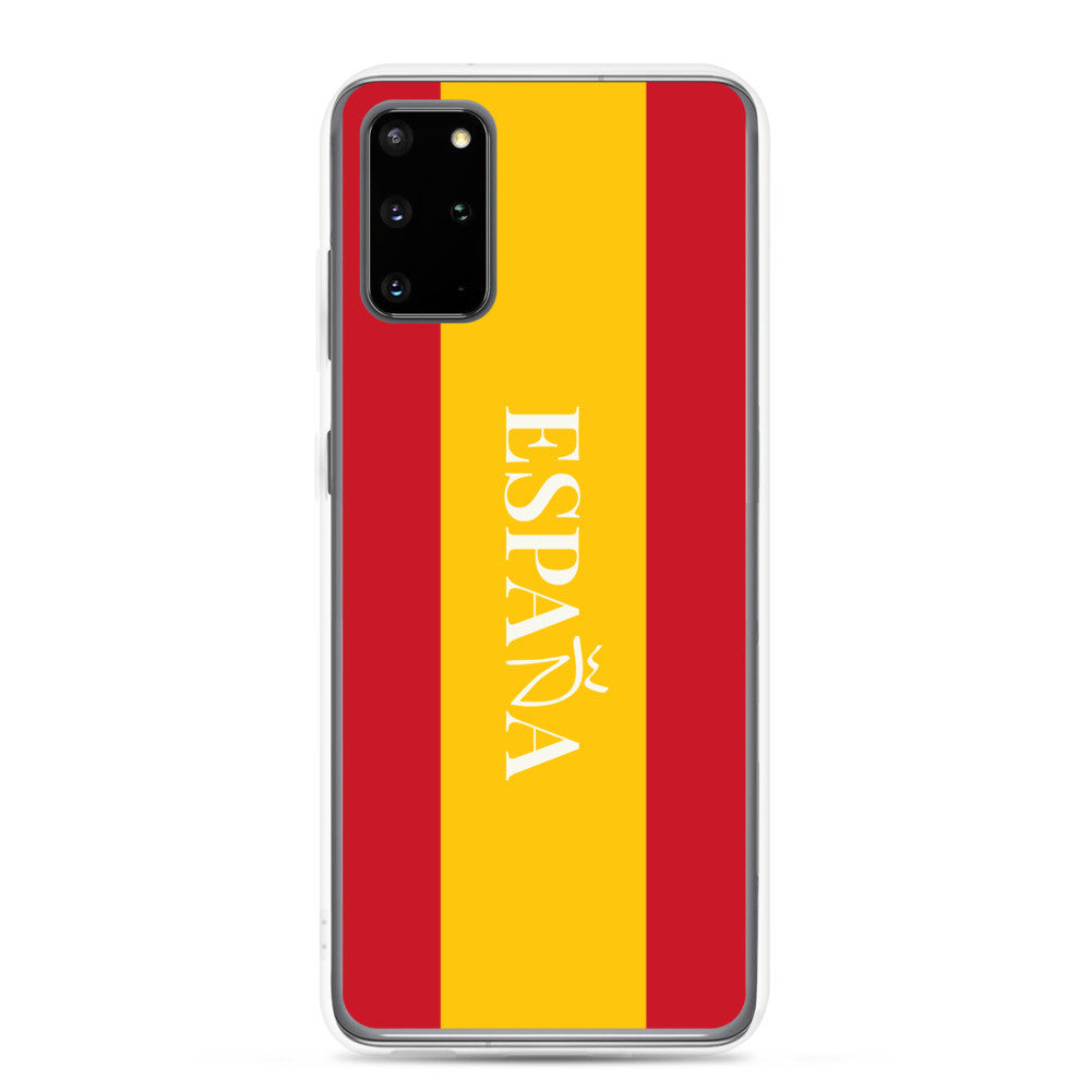 Carcasa transparente Samsung España con bandera y letra en blanco