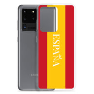 Carcasa transparente Samsung España con bandera y letra en blanco