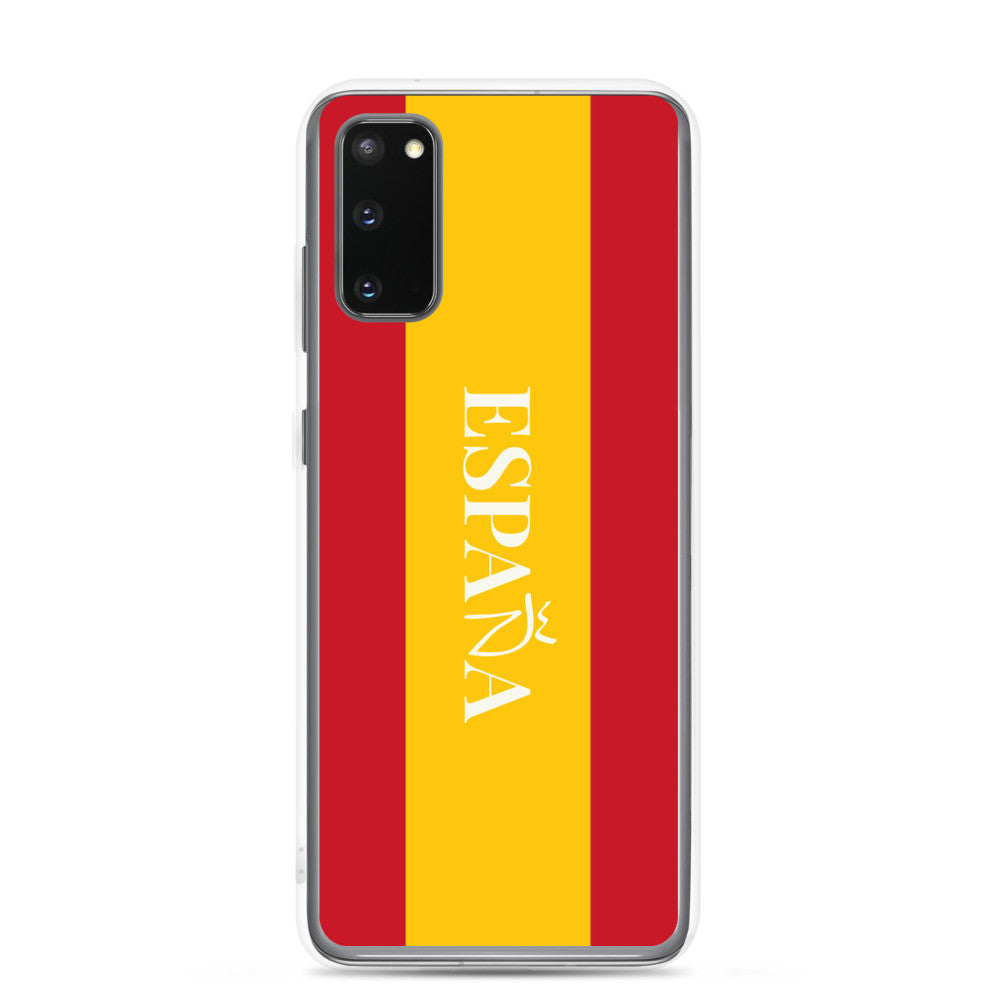 Carcasa transparente Samsung España con bandera y letra en blanco