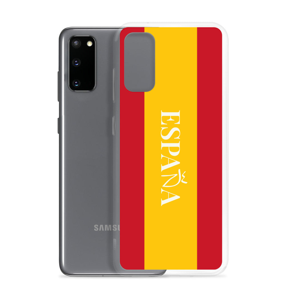 Carcasa transparente Samsung España con bandera y letra en blanco