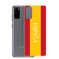 Carcasa transparente Samsung España con bandera y letra en blanco