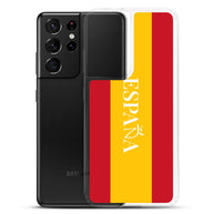Carcasa transparente Samsung España con bandera y letra en blanco