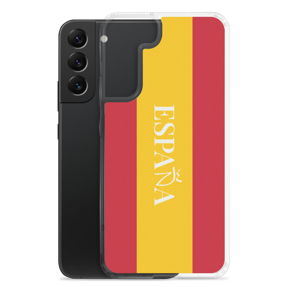 Carcasa transparente Samsung España con bandera y letra en blanco