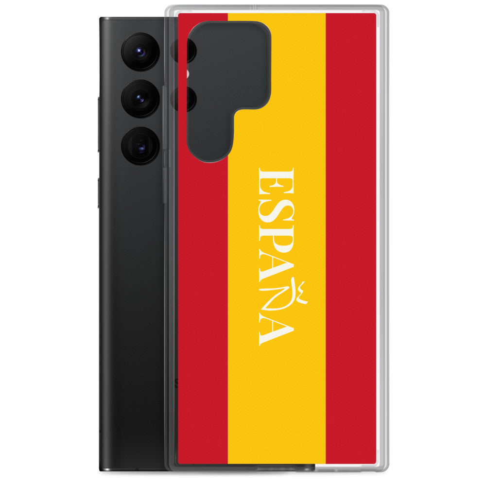 Carcasa transparente Samsung España con bandera y letra en blanco