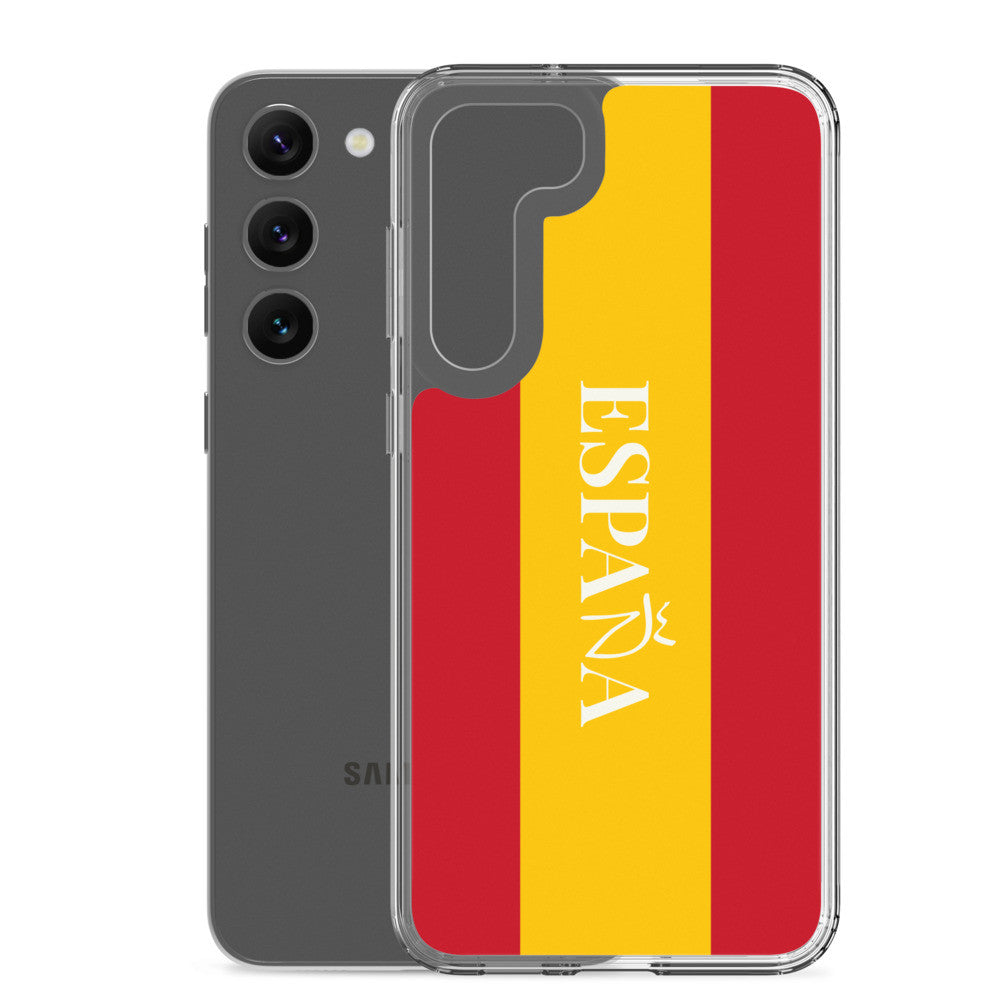 Carcasa transparente Samsung España con bandera y letra en blanco