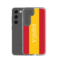 Carcasa transparente Samsung España con bandera y letra en blanco