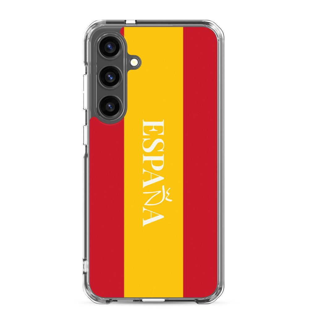 Carcasa transparente Samsung España con bandera y letra en blanco